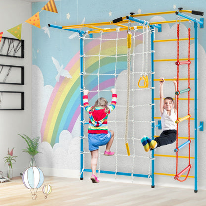 7 In 1 Kids Indoor Gym Playground Swedish Wall Ladder for Solid Wall, Yellow Climbers & Slides at Gallery Canada