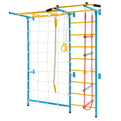 7 In 1 Kids Indoor Gym Playground, Swedish Wall Ladder, Yellow Climbers & Slides Yellow at Gallery Canada
