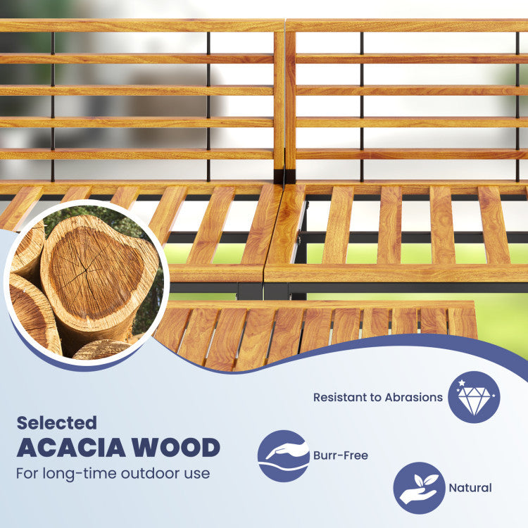 7-Piece Acacia Wood Patio Furniture Set with Adjustable Chaise Lounge Chair and Conversation Sofa Set, Navy Patio Furniture Sets at Gallery Canada