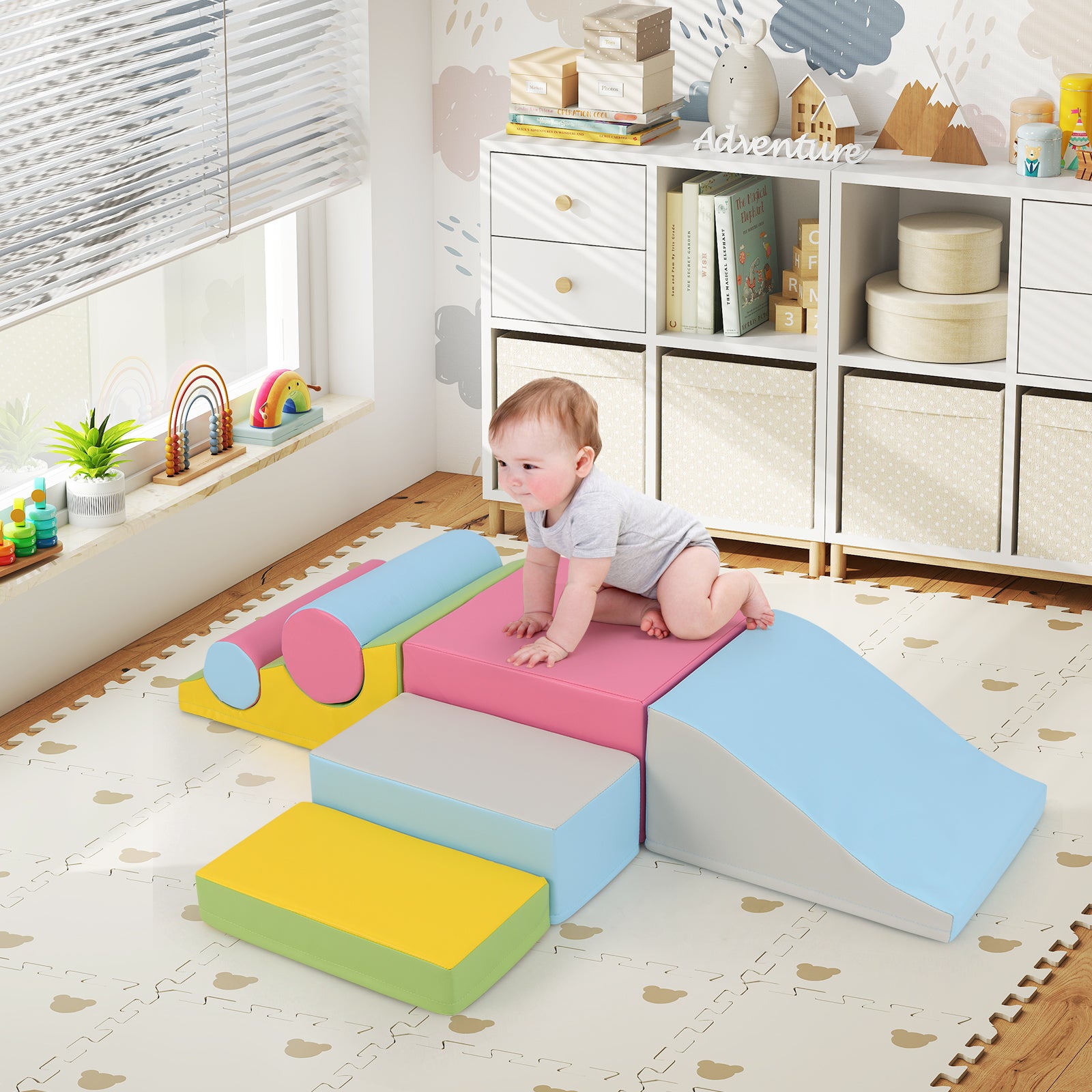 7-Piece Foam Blocks for Toddlers Soft Climbing Toys Indoor Play for Babies, Pink Climbers & Slides at Gallery Canada