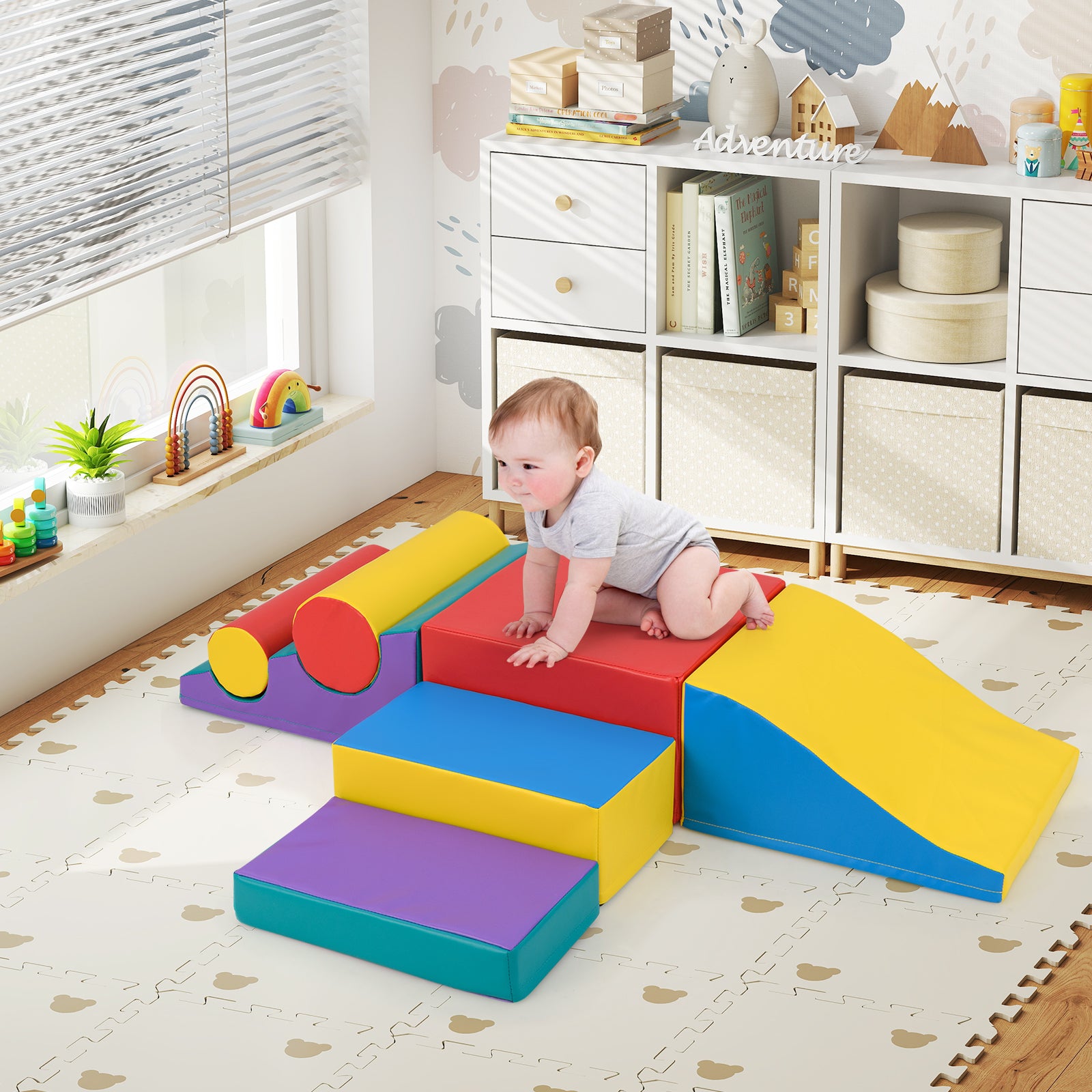 7-Piece Foam Blocks for Toddlers Soft Climbing Toys Indoor Play for Babies, Red Climbers & Slides at Gallery Canada