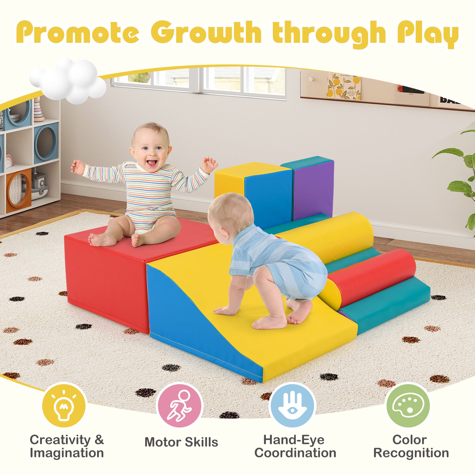 7-Piece Foam Blocks for Toddlers Soft Climbing Toys Indoor Play for Babies, Red Climbers & Slides at Gallery Canada