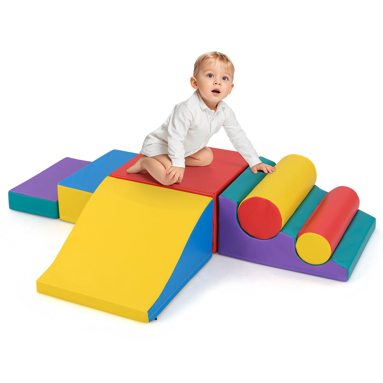 7-Piece Foam Blocks for Toddlers Soft Climbing Toys Indoor Play for Babies, Red Climbers & Slides at Gallery Canada