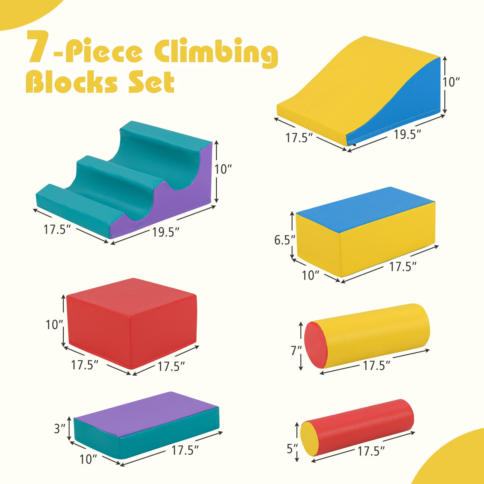 7-Piece Foam Blocks for Toddlers Soft Climbing Toys Indoor Play for Babies, Red Climbers & Slides at Gallery Canada