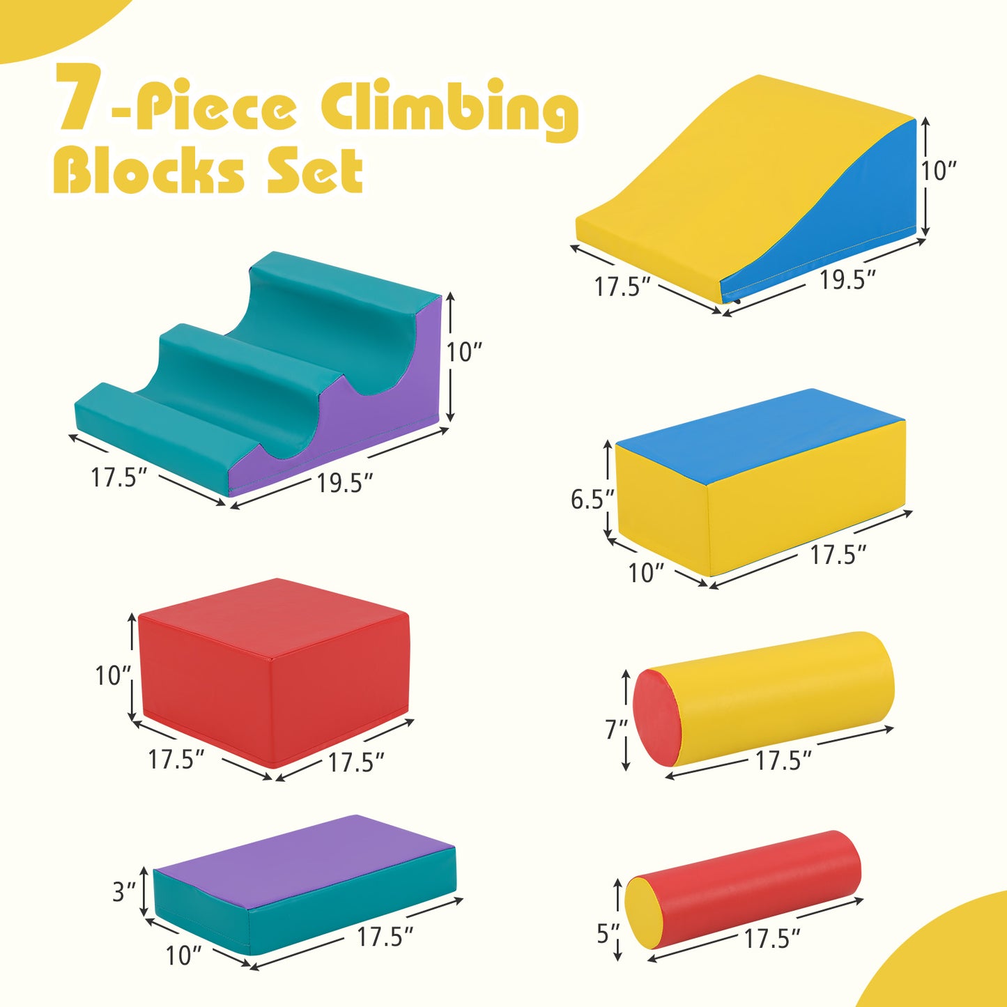 7-Piece Foam Blocks for Toddlers Soft Climbing Toys Indoor Play for Babies, Red Climbers & Slides at Gallery Canada