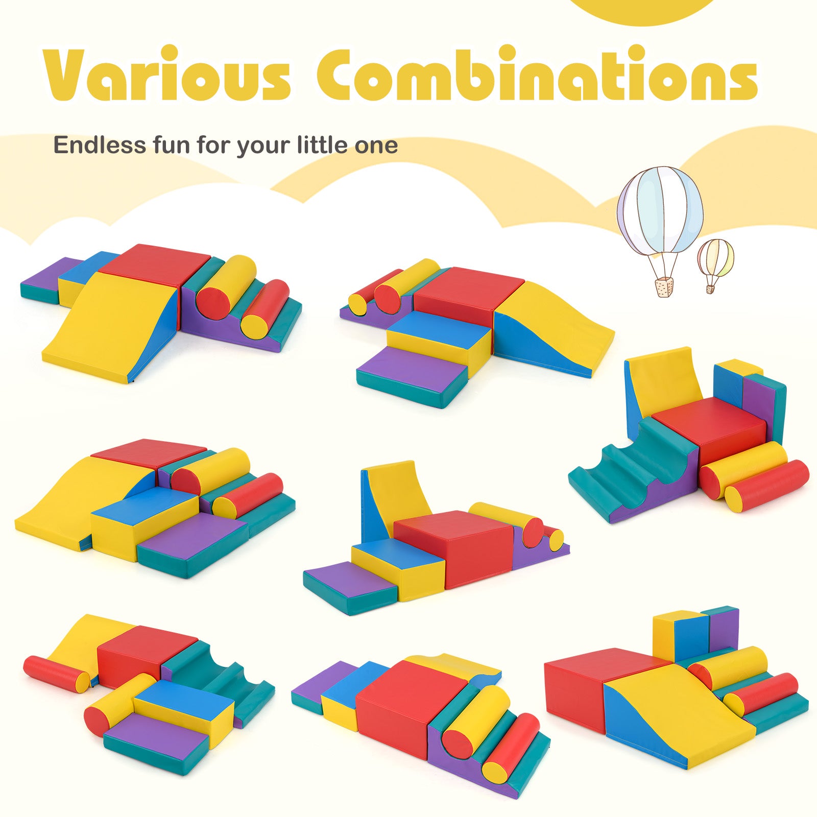 7-Piece Foam Blocks for Toddlers Soft Climbing Toys Indoor Play for Babies, Red Climbers & Slides at Gallery Canada