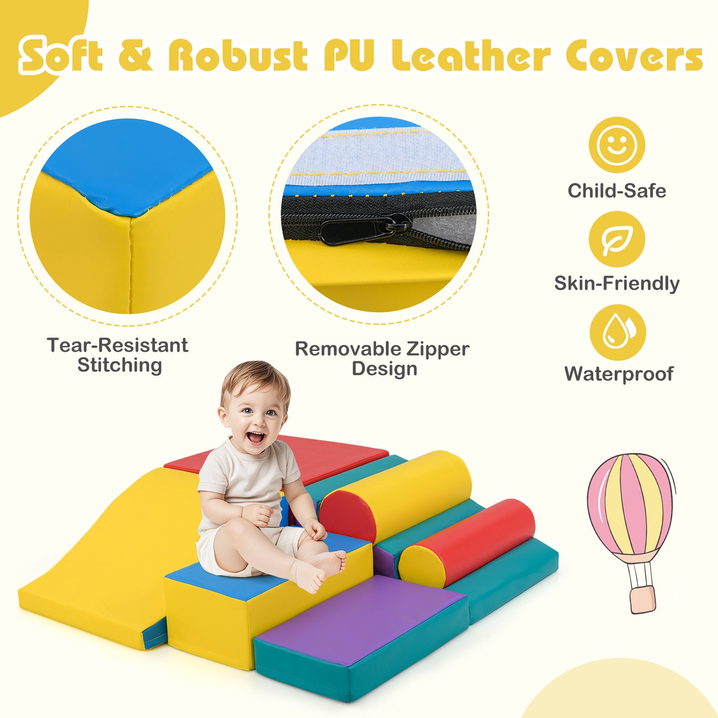 7-Piece Foam Blocks for Toddlers Soft Climbing Toys Indoor Play for Babies, Red Climbers & Slides at Gallery Canada