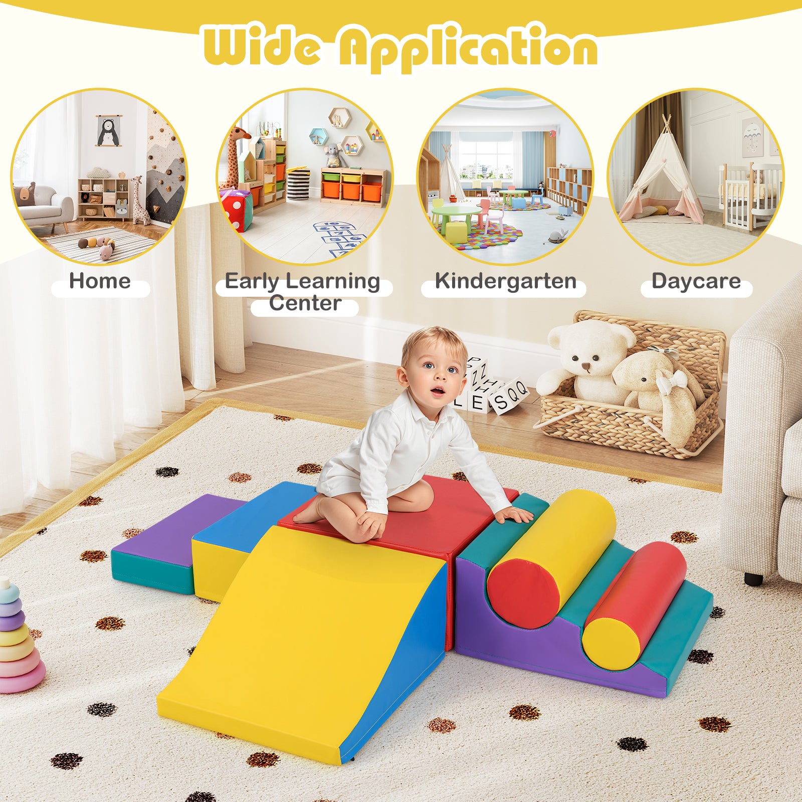 7-Piece Foam Blocks for Toddlers Soft Climbing Toys Indoor Play for Babies, Red Climbers & Slides at Gallery Canada