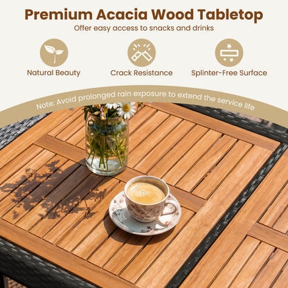 7-Piece Outdoor Wicker Bar Set With Cushioned Stools, Brown