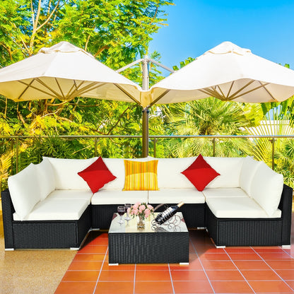 7-Piece Outdoor Sectional Wicker Patio Sofa Set, Beige Outdoor Sectionals at Gallery Canada