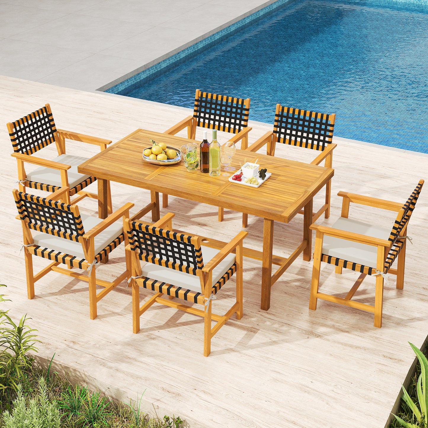 7-Piece Patio Dining Set for 6 People Farmhouse Furniture Patio Dining Sets at Gallery Canada