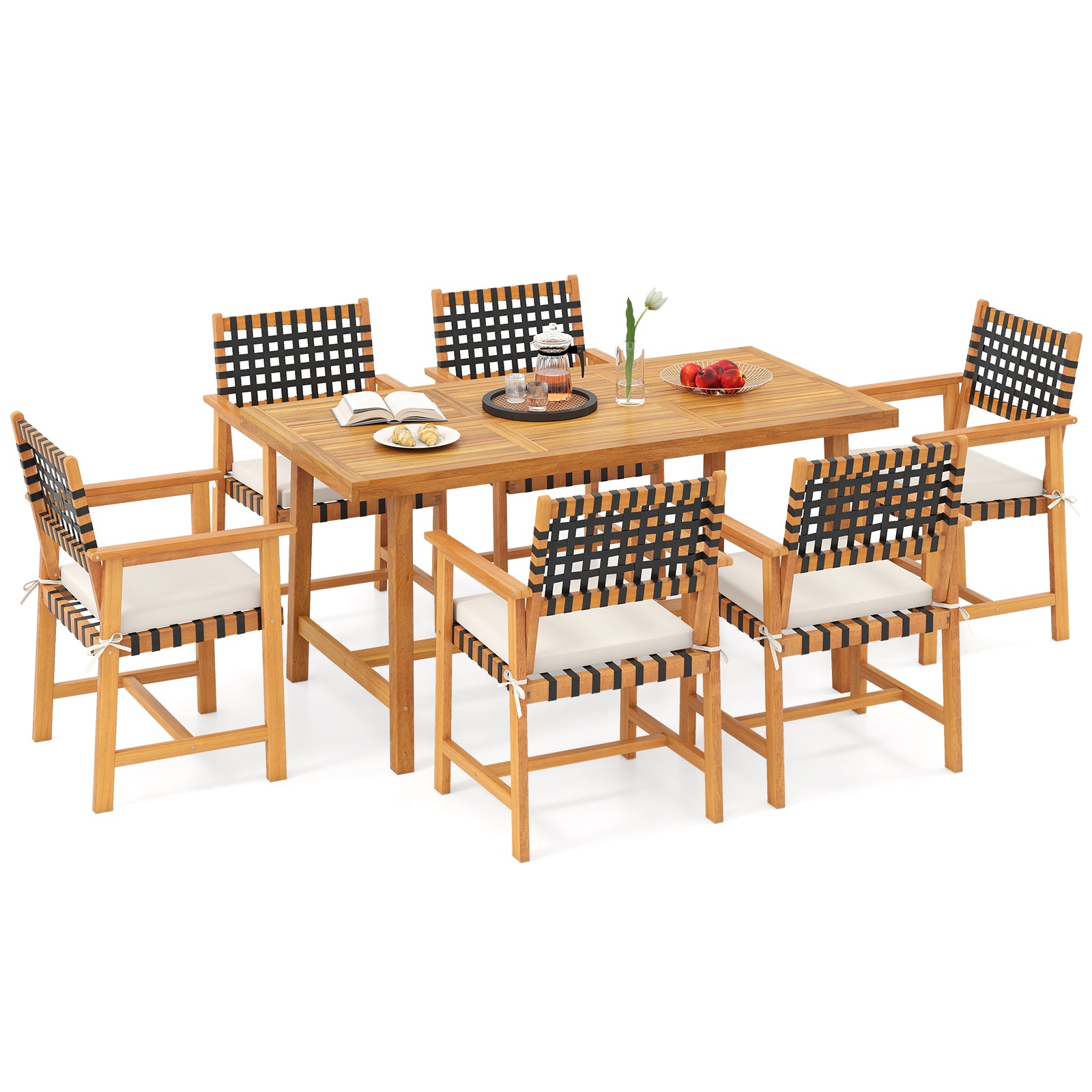 7-Piece Patio Dining Set for 6 People Farmhouse Furniture Patio Dining Sets at Gallery Canada