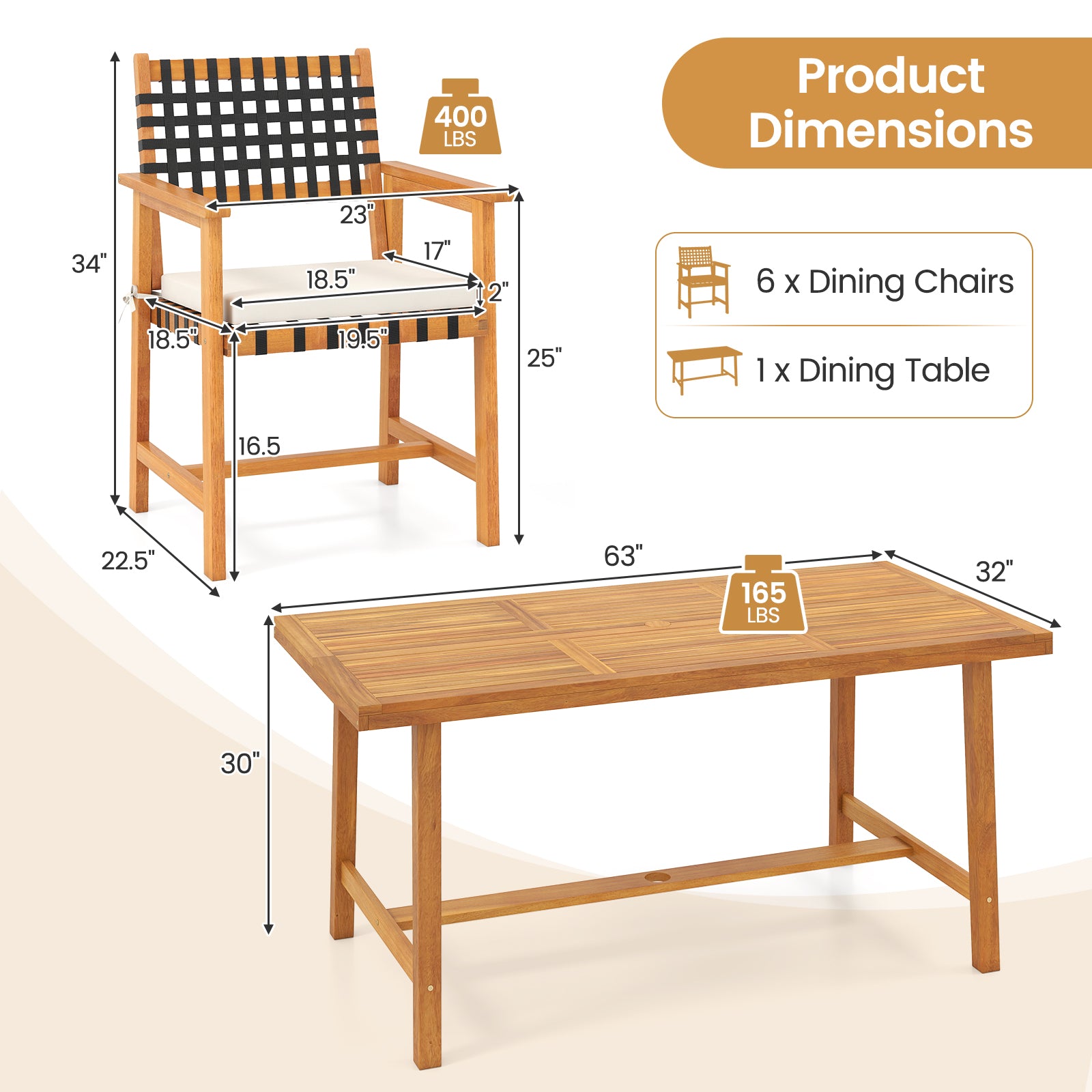 7-Piece Patio Dining Set for 6 People Farmhouse Furniture Patio Dining Sets at Gallery Canada