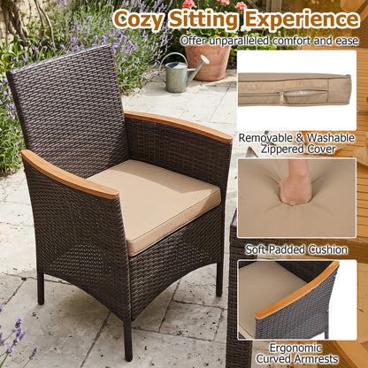 7-Piece Patio Dining Set with Wood Tabletop and Padded Cushion for Backyard, Brown Patio Dining Sets at Gallery Canada
