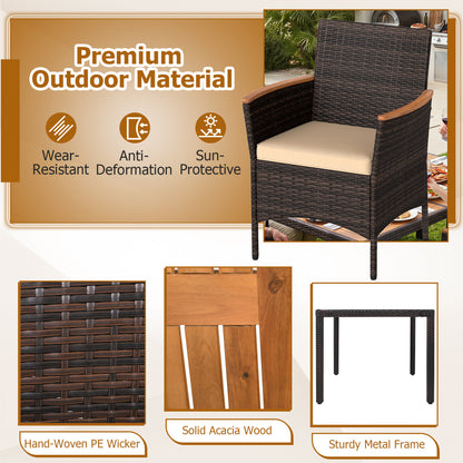 7-Piece Patio Dining Set with Wood Tabletop and Padded Cushion for Backyard, Brown Patio Dining Sets at Gallery Canada
