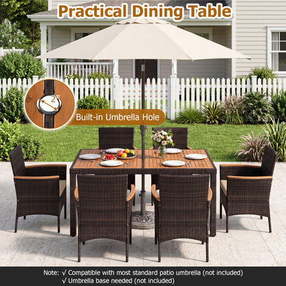 7-Piece Patio Dining Set with Wood Tabletop and Padded Cushion for Backyard, Brown Patio Dining Sets at Gallery Canada