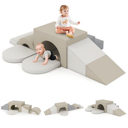 7-Piece Soft Foam Toddler Climbing Blocks Set PU Leather for 1+ Year Old, Gray Climbers & Slides at Gallery Canada