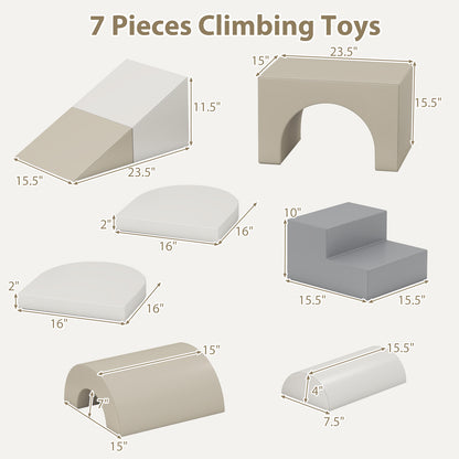 7-Piece Soft Foam Toddler Climbing Blocks Set PU Leather for 1+ Year Old, Gray Climbers & Slides at Gallery Canada