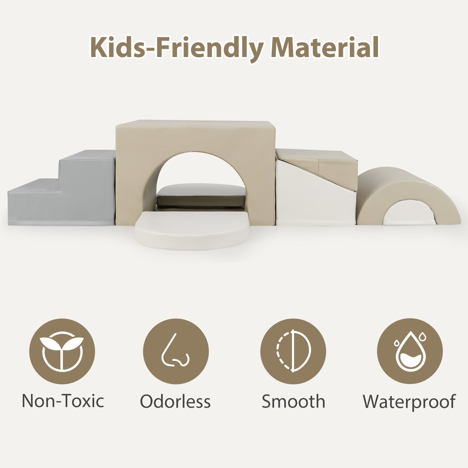 7-Piece Soft Foam Toddler Climbing Blocks Set PU Leather for 1+ Year Old, Gray Climbers & Slides at Gallery Canada