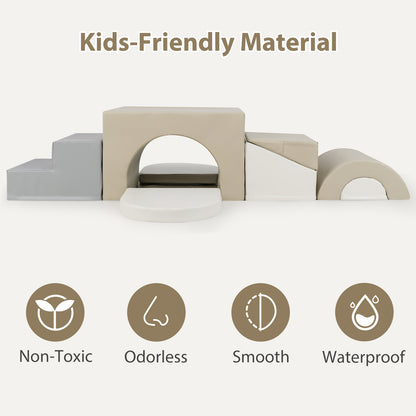 7-Piece Soft Foam Toddler Climbing Blocks Set PU Leather for 1+ Year Old, Gray Climbers & Slides at Gallery Canada