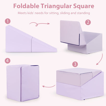 7-Piece Soft Foam Toddler Climbing Blocks Set PU Leather for 1+ Year Old, Light Pink Climbers & Slides at Gallery Canada