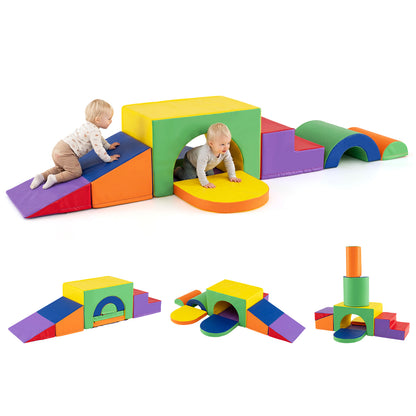7-Piece Soft Foam Toddler Climbing Blocks Set PU Leather for 1+ Year Old, Multicolor