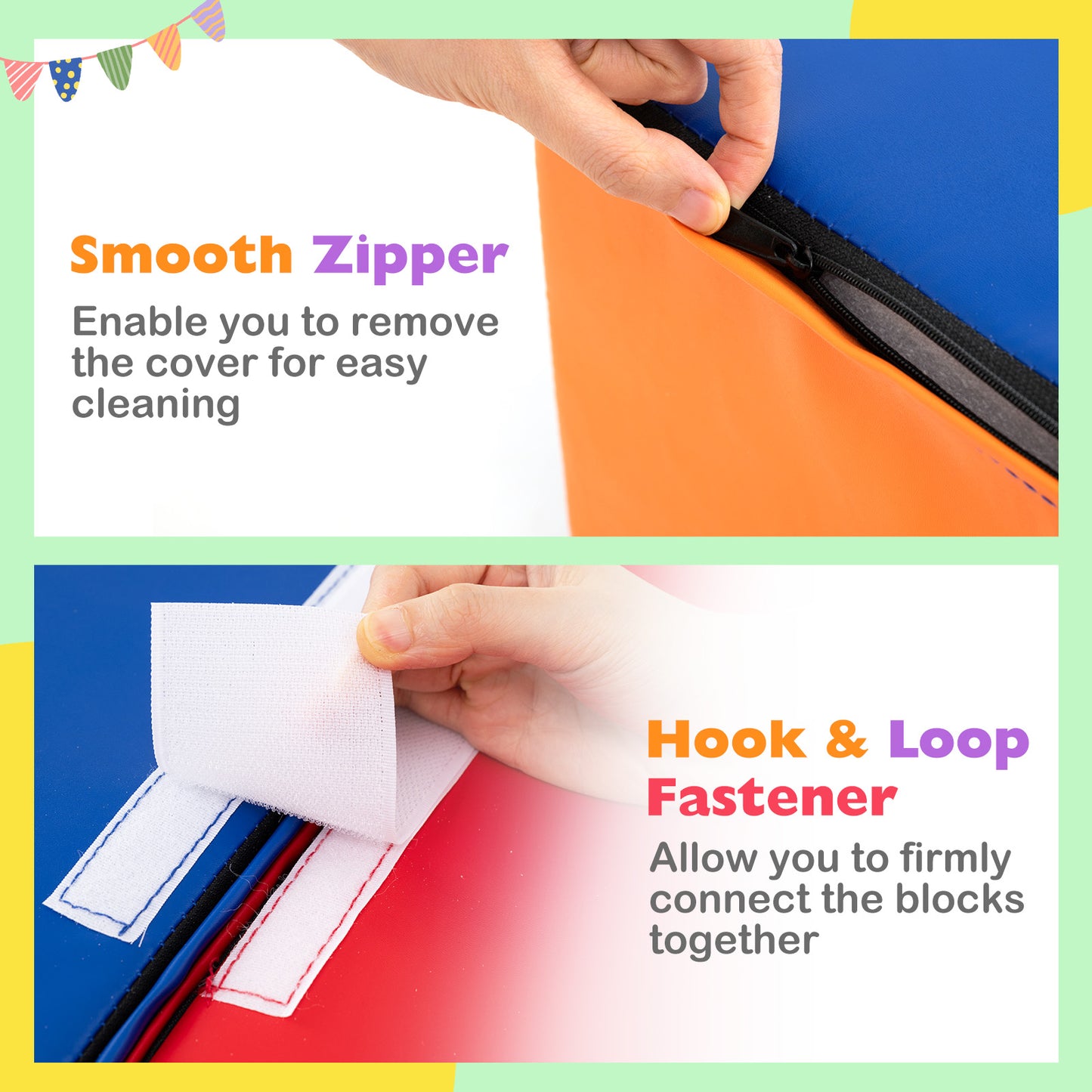 7-Piece Soft Foam Toddler Climbing Blocks Set PU Leather for 1+ Year Old, Multicolor