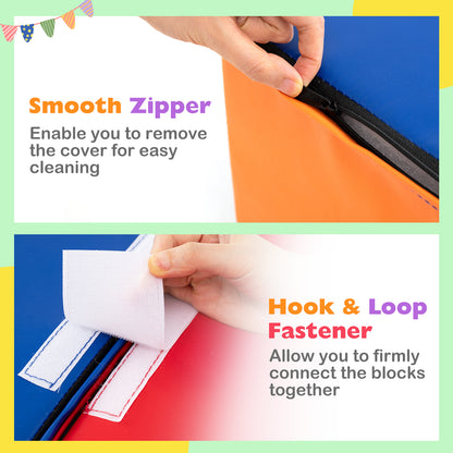 7-Piece Soft Foam Toddler Climbing Blocks Set PU Leather for 1+ Year Old, Multicolor