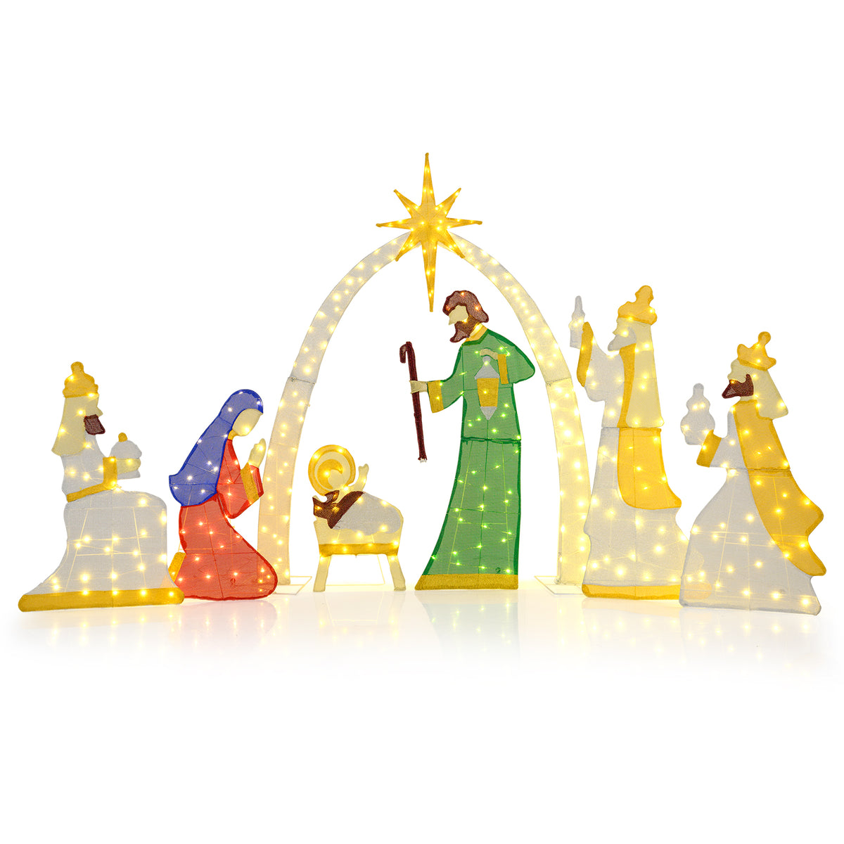 7 Piece Lighted Nativity Scene, 310 Warm White LED Lights Christmas Decor & Accessories Options at Gallery Canada