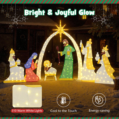 7 Piece Lighted Nativity Scene, 310 Warm White LED Lights Christmas Decor & Accessories at Gallery Canada