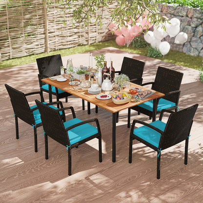 7-Piece Outdoor Dining Set, Acacia Wood Table, Turquoise Patio Dining Sets at Gallery Canada