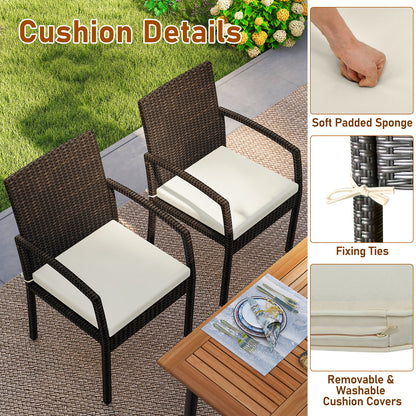 7-Piece Acacia Wood Outdoor Dining Set, With Umbrella Hole And Cushions, Off White Patio Dining Sets at Gallery Canada