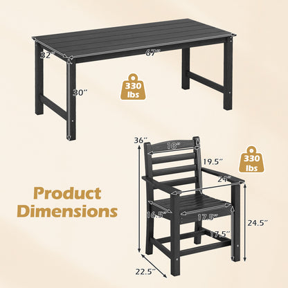 Outdoor Dining Table Set, 6 People, 67” Rectangle Table, 6 Armchairs, Black Patio Dining Sets at Gallery Canada