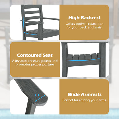 7 Piece Outdoor Dining Set, 67 Inch HDPE Table and 6 Armchairs, Gray Patio Dining Sets at Gallery Canada