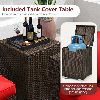 7 Pieces Outdoor Furniture Set with 32 Inch Fire Pit Table and Propane Tank Cover, Red Patio Furniture Sets at Gallery Canada