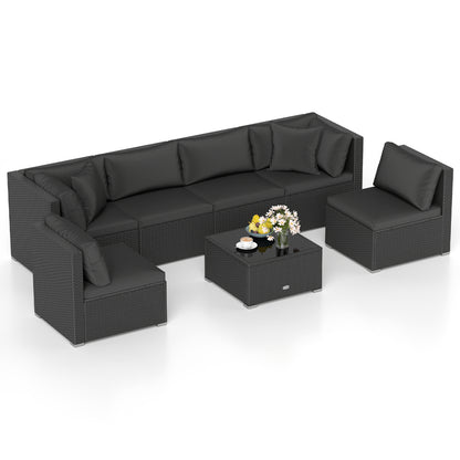 7 Piece Outdoor Sectional Wicker Patio Furniture Set, Black Outdoor Sectionals at Gallery Canada