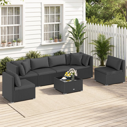 7 Piece Outdoor Sectional Wicker Patio Furniture Set, Black Outdoor Sectionals at Gallery Canada