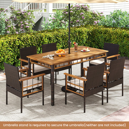 7 Pieces PE Wicker Patio Dining Set for Garden and Backyard