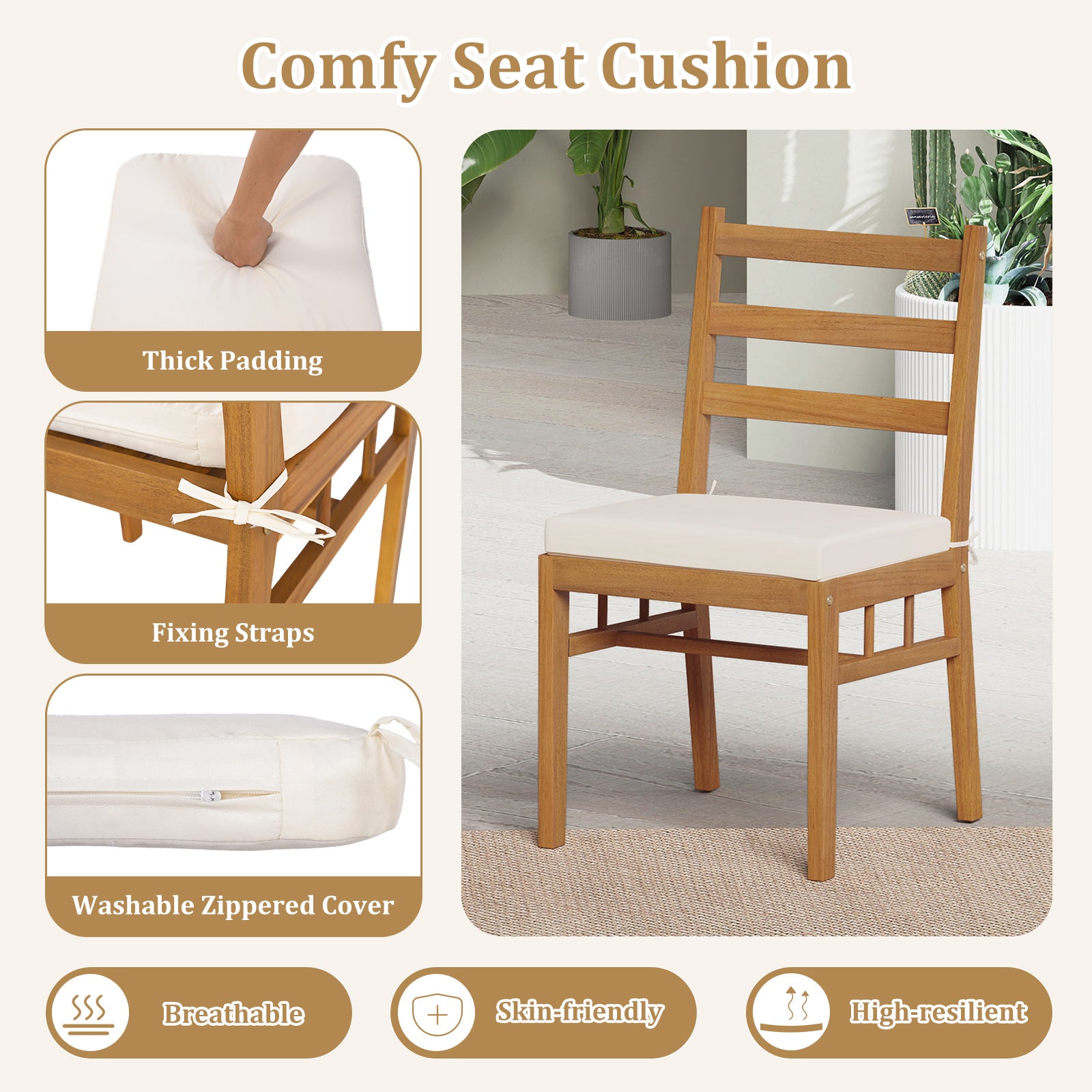 7 Pieces Patio Acacia Wood Dining Set Outdoor Rectangular Table and Chairs Set Patio Dining Sets at Gallery Canada