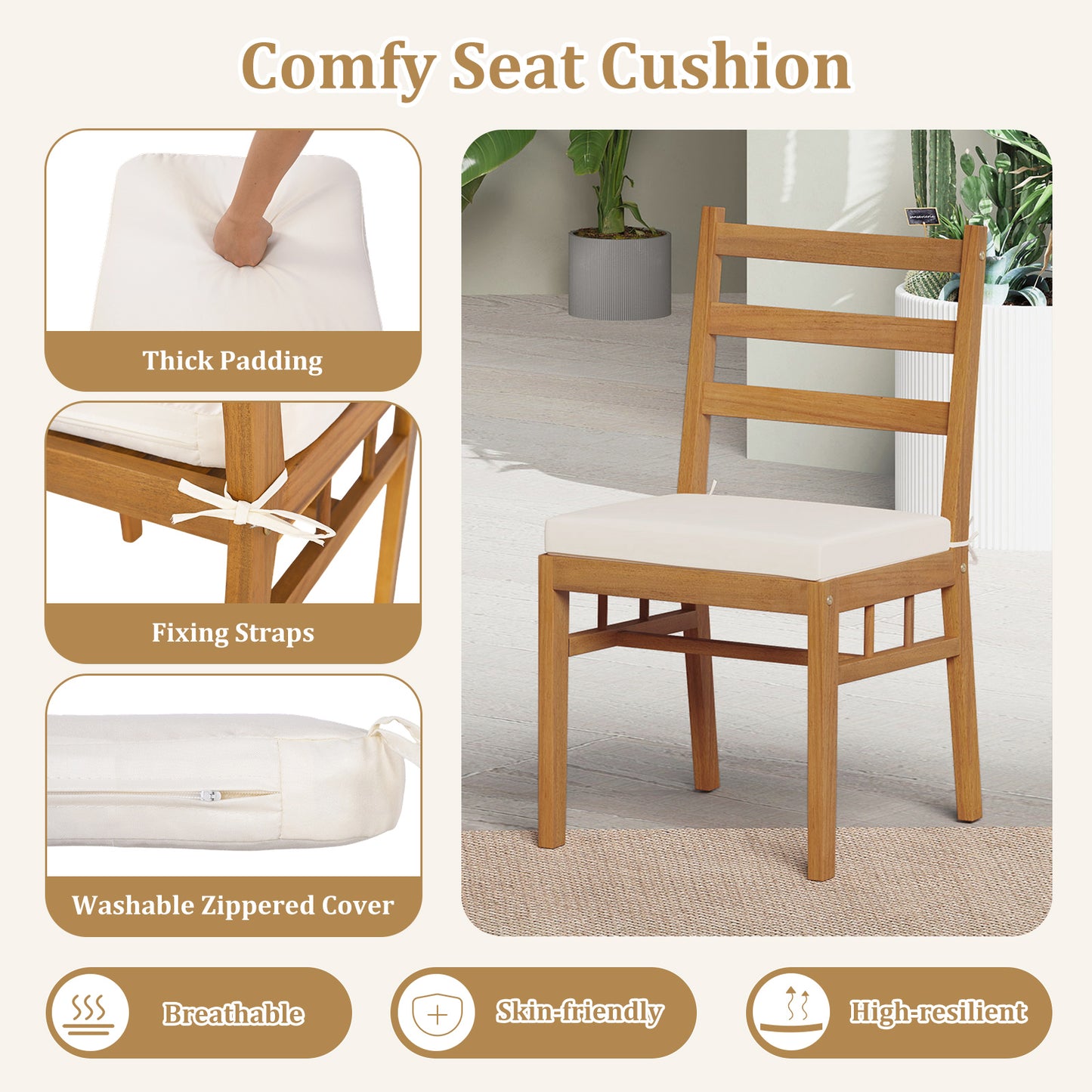 7 Pieces Patio Acacia Wood Dining Set Outdoor Rectangular Table and Chairs Set Patio Dining Sets at Gallery Canada