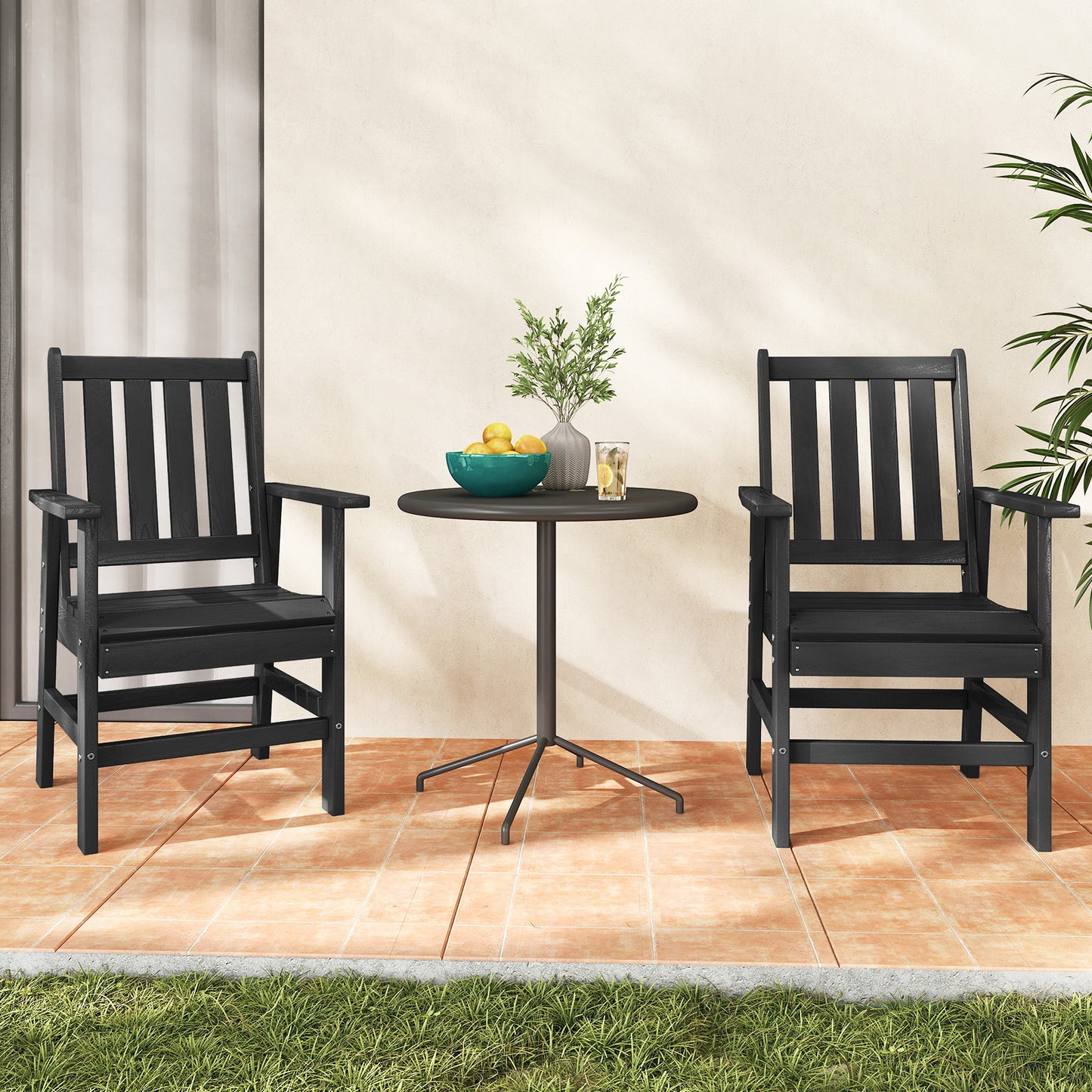 7 Pieces Patio Dining Set Outdoor HDPE Weather Resistant Table and Chairs Set, Black Patio Dining Sets at Gallery Canada