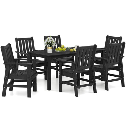 7 Pieces Patio Dining Set Outdoor HDPE Weather Resistant Table and Chairs Set, Black Patio Dining Sets at Gallery Canada