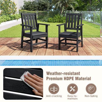 7 Pieces Patio Dining Set Outdoor HDPE Weather Resistant Table and Chairs Set, Black Patio Dining Sets at Gallery Canada