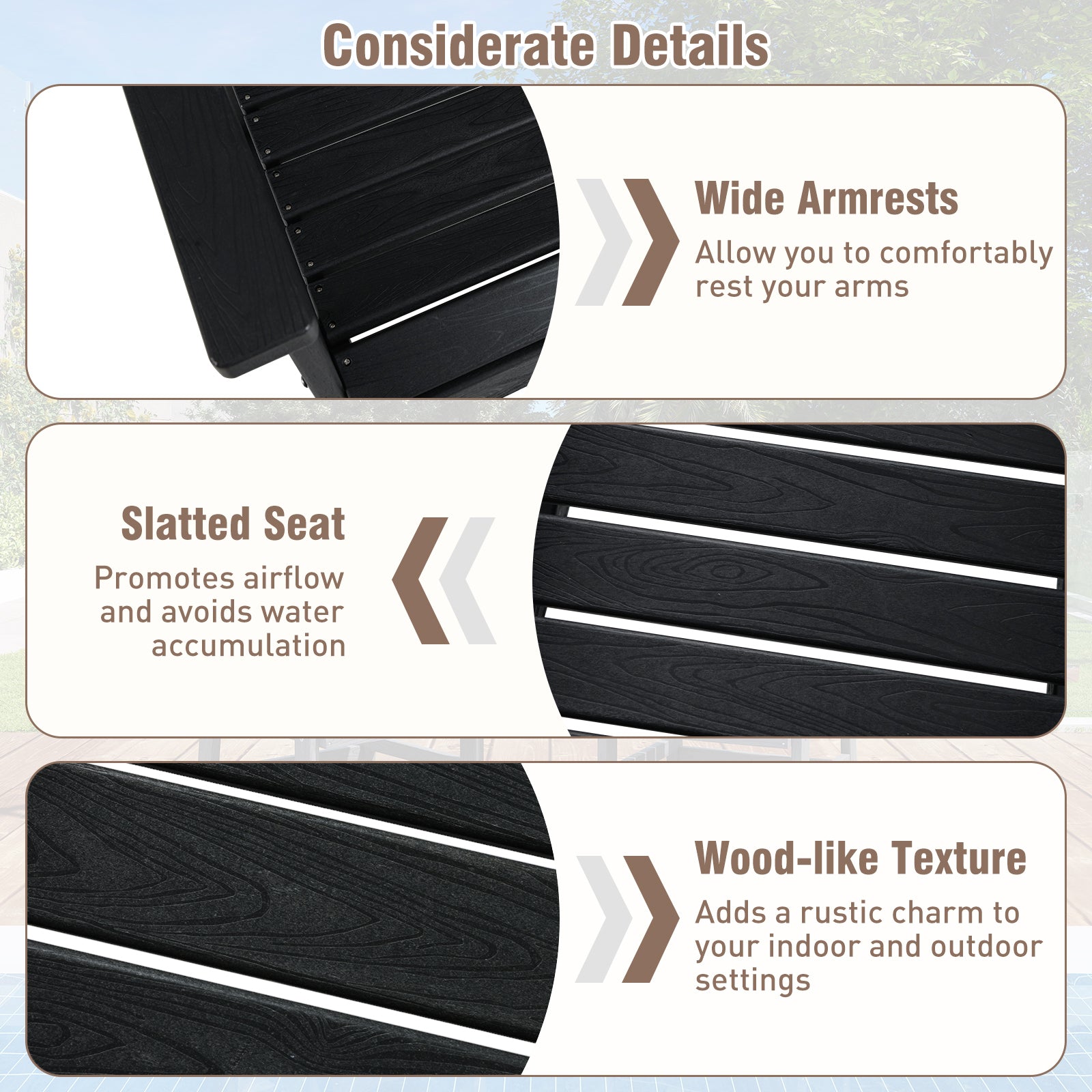 7 Pieces Patio Dining Set Outdoor HDPE Weather Resistant Table and Chairs Set, Black Patio Dining Sets at Gallery Canada