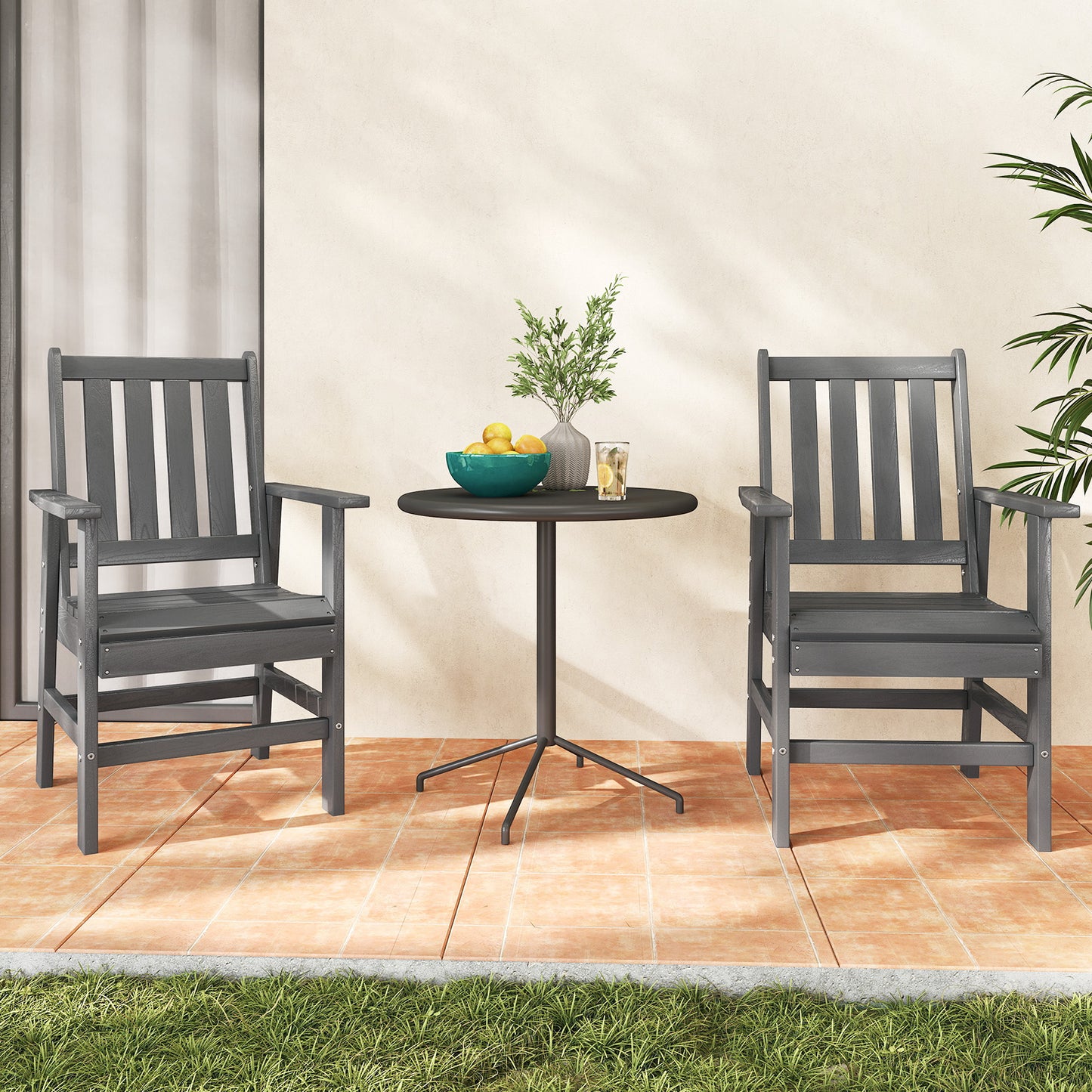 7 Pieces Patio Dining Set Outdoor HDPE Weather Resistant Table and Chairs Set-Grey, Gray Patio Dining Sets at Gallery Canada