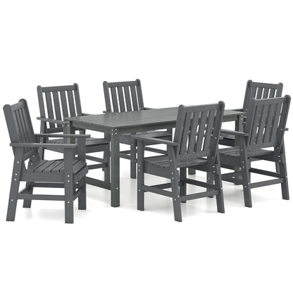 7 Pieces Patio Dining Set Outdoor HDPE Weather Resistant Table and Chairs Set-Grey, Gray Patio Dining Sets at Gallery Canada