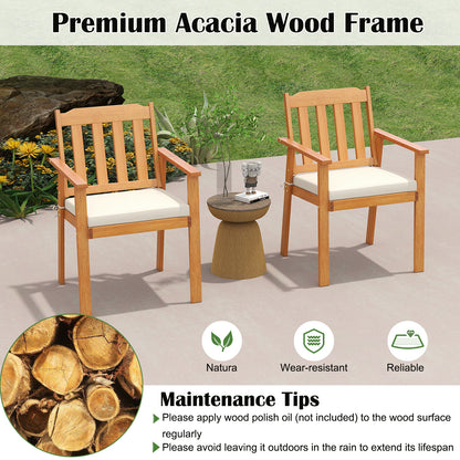7 Pieces Patio Dining Table Set 63” Rectangle Table and 6 Acacia Wood Armchairs Patio Dining Sets at Gallery Canada