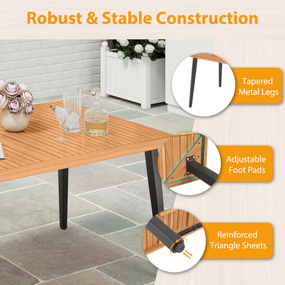 7-Pieces Patio Dining Table Set Acacia Wood Table and 6 Armchairs Patio Dining Sets at Gallery Canada