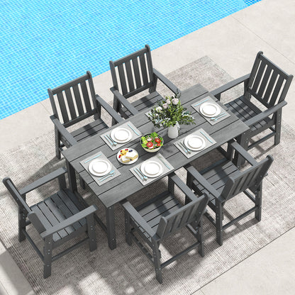 7 Piece Patio Dining Set, HDPE Weather Resistant, Table and Chairs, Gray Patio Dining Sets at Gallery Canada