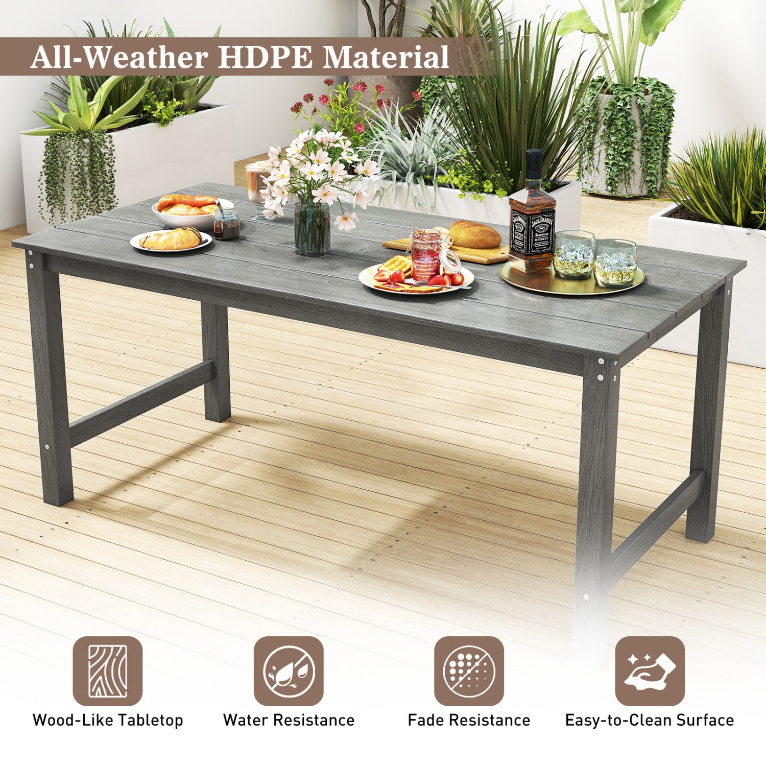 7 Piece Patio Dining Set, HDPE Weather Resistant, Table and Chairs, Gray Patio Dining Sets at Gallery Canada